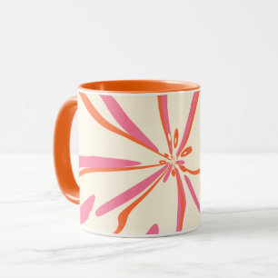 Taza Floral de fantasía - rosa, Naranja y crema