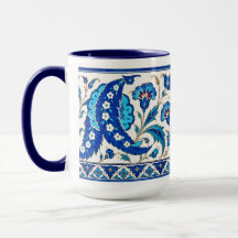 Taza floral de hoja de Saz de Iznik otomano | Turq