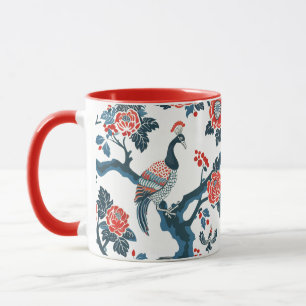 Taza Floral de inspiración oriental y bigote de aves de