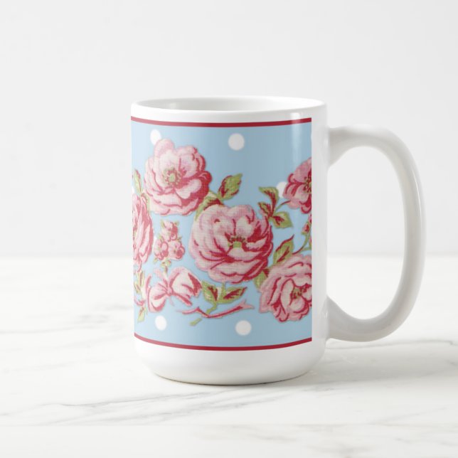 Taza floral de la cabaña del país en azul (Derecha)