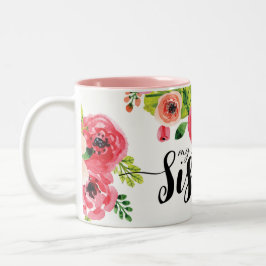 Taza floral de la hermana de la acuarela colorida