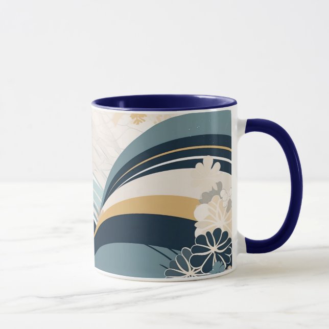 Taza Floral de la marina japonesa y peluca de olas (Derecha)