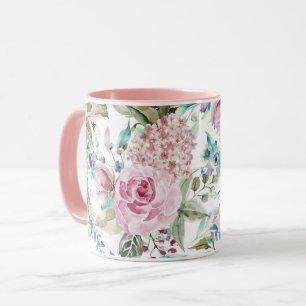 Taza Floral de lavanda Verde azulada rosa de Moda de ca