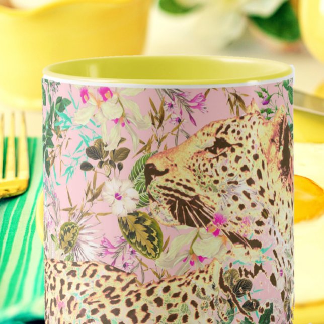 Taza Floral de leopardo tropical hawaiano (Subido por el creador)