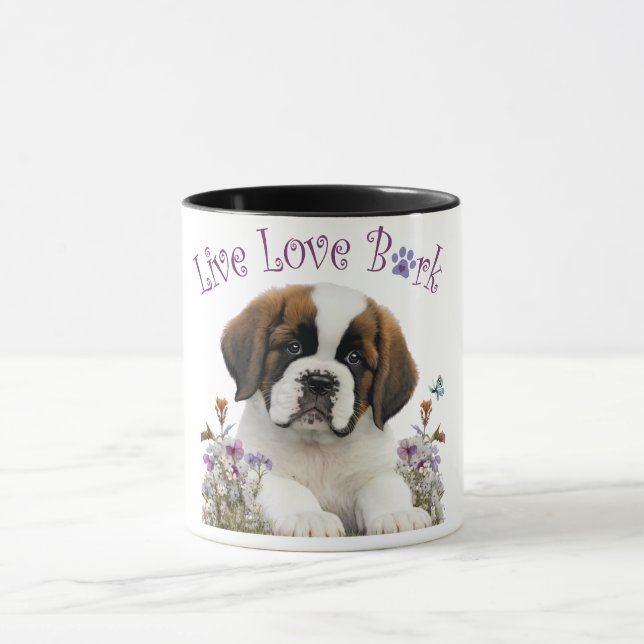 Taza Floral de mamá de perro de San Bernardo (Centro)