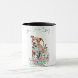 Taza Floral de mamá de perro del Terrier de Staffordshi