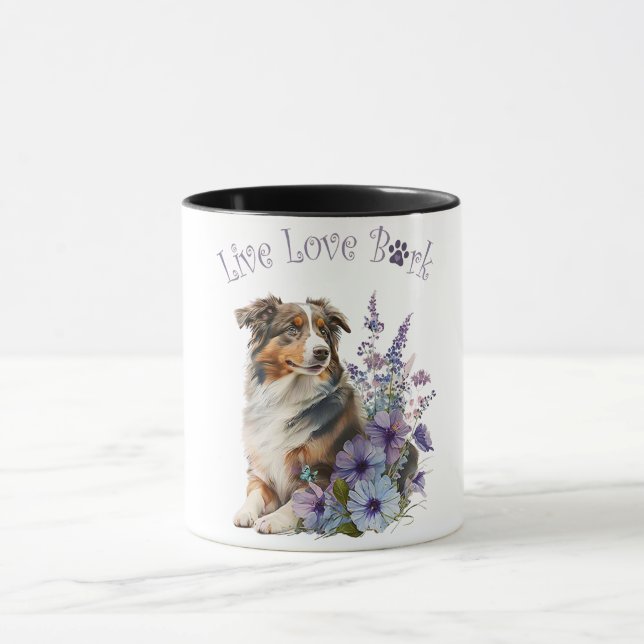 Taza Floral de mamá de perro pastora australiana (Centro)