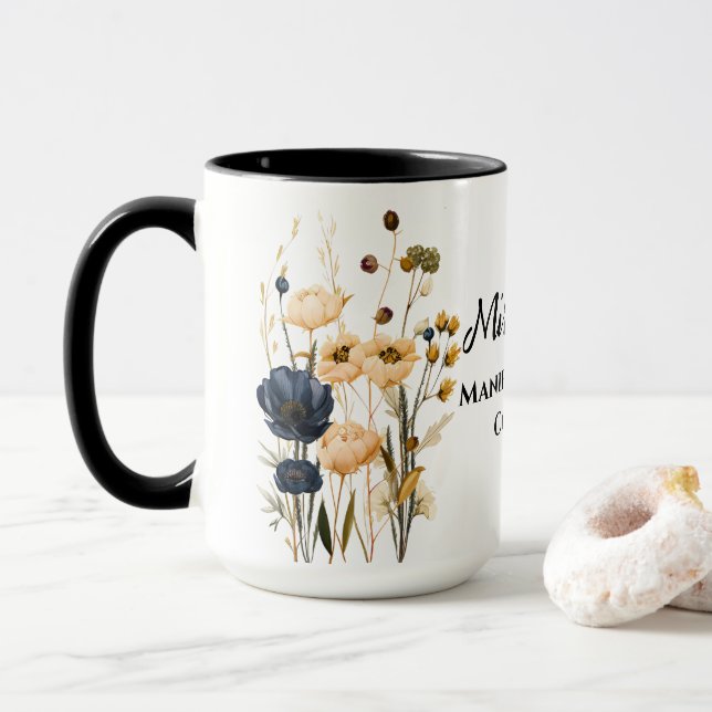 Taza Floral de manifiesto personalizado (Con donut)