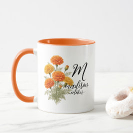 Taza floral de maravilla dorada — Edición Madison
