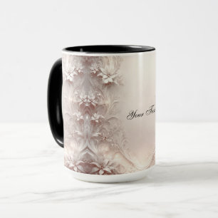 Taza floral de marfil blanco