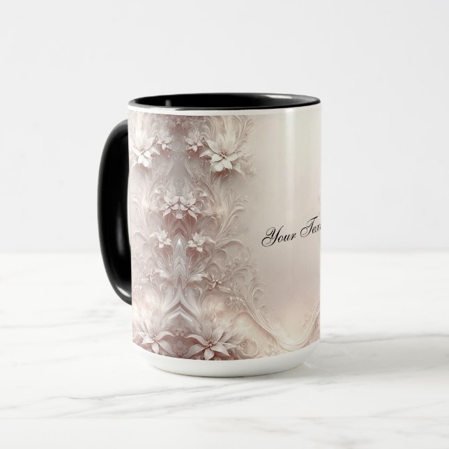 Taza floral de marfil blanco (Anverso izquierdo)