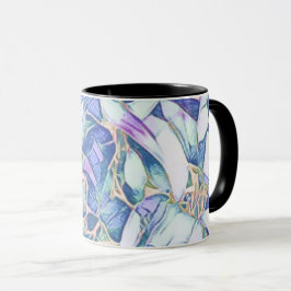 Taza Floral De Oro Azul Y Faux