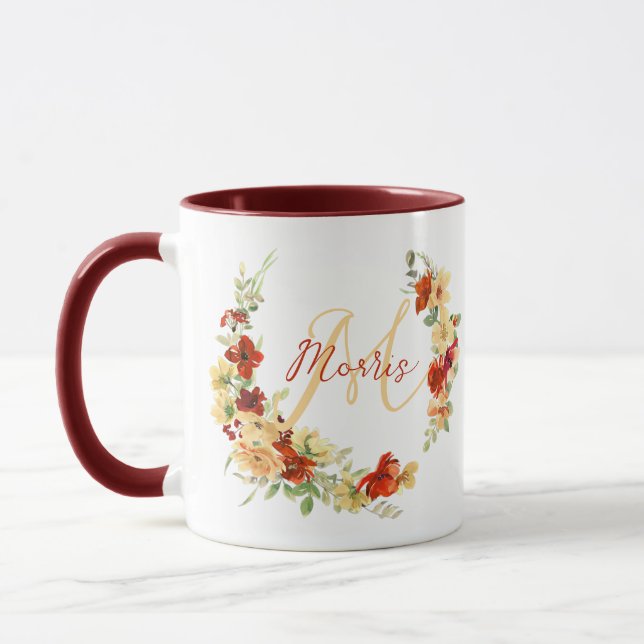 Taza Floral de otoño personalizado  (Izquierda)