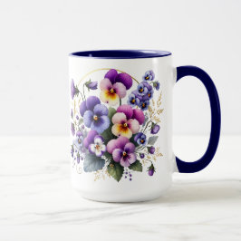 Taza Floral de Pensamiento Púrpura
