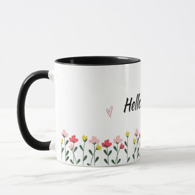 Taza floral de primavera Hello (Izquierda)