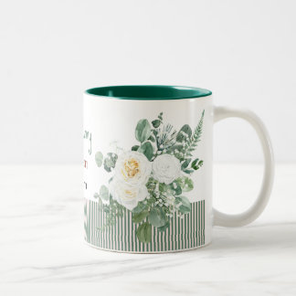 Taza floral de rosa blanca personalizada, elegante