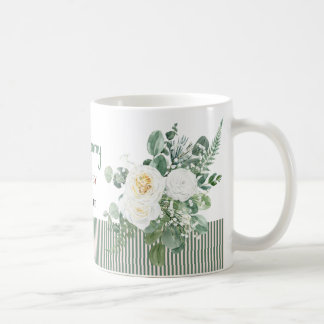 Taza floral de rosa blanca personalizada, elegante
