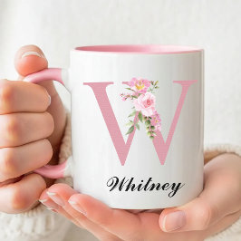 Taza floral de rosa personalizada regalo de cumple