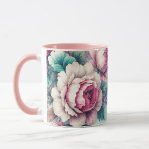Taza Floral de Rosas de acuarela