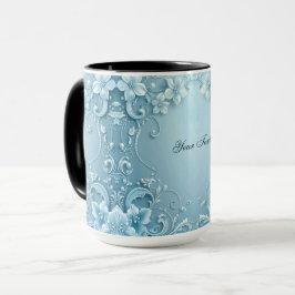 Taza floral decorativa azul