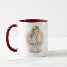 Taza floral del ángel de la guarda