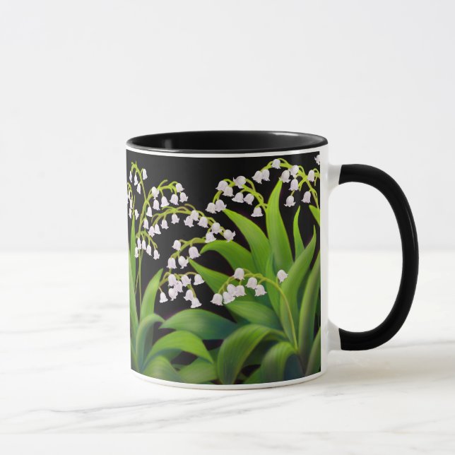 Taza floral del arte del lirio de los valles (Derecha)