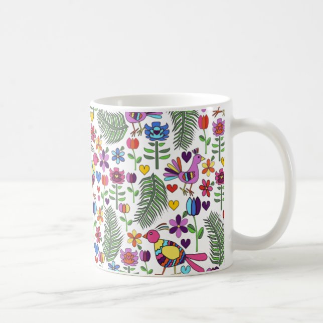 Taza floral del Doodle de Otomi (Derecha)