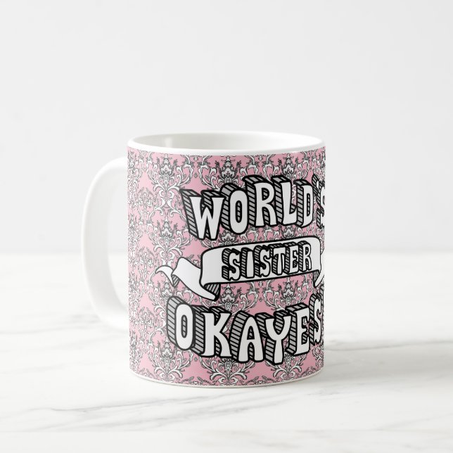 Taza floral del texto divertido de la hermana de (Anverso izquierdo)
