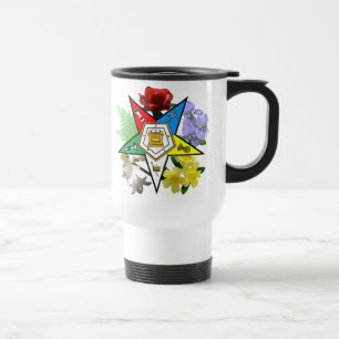 Taza floral del viaje del emblema de OES