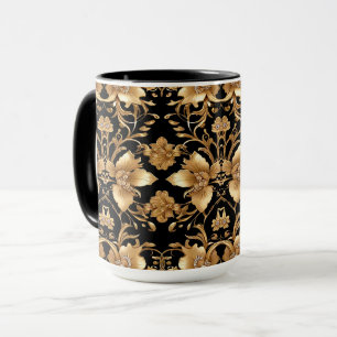 Taza Floral Dorada
