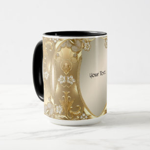 Taza floral dorada ornamentada