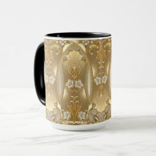 Taza floral dorada ornamentada