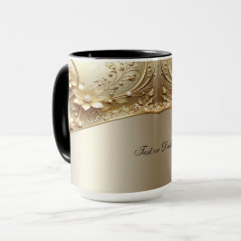 Taza floral dorada ornamentada moderna