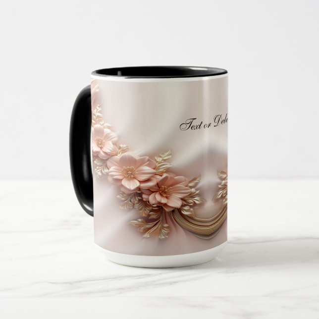 Taza floral elegante de naranja melocotón (Anverso izquierdo)