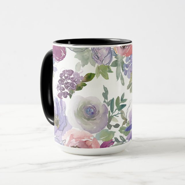 Taza Floral en acuarela (Anverso izquierdo)