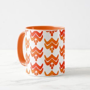 Taza Floral estilizada Ikat - Mug Naranja y blanco