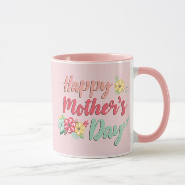Taza Floral feliz Día de la Madre (Derecha)