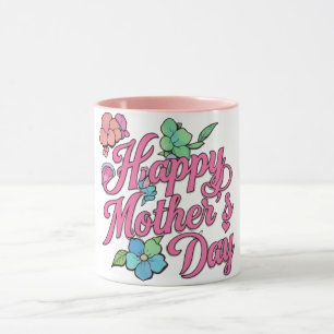 Taza Floral feliz guión del día de la madre