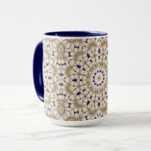 Taza floral geométrica de oro azul