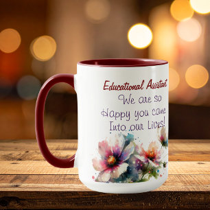 Taza Floral GRACIAS Fin de Año Escolar PERSONALIZA