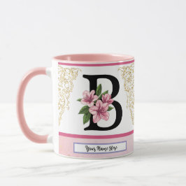 Taza Floral Initial Mug – Letter B Monogram | Personali