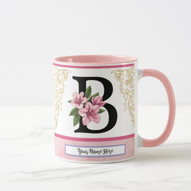 Taza Floral Initial Mug – Letter B Monogram | Personali (Derecha)