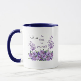 Taza floral inspiradora Sé amable contigo mismo