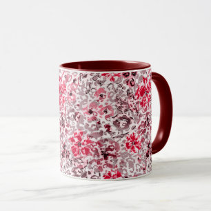 Taza Floral ,leopardo,rojo y blanco , rojo, blanco, foc