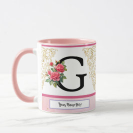 Taza Floral Letter G Mug – Custom Name Monogram Cup