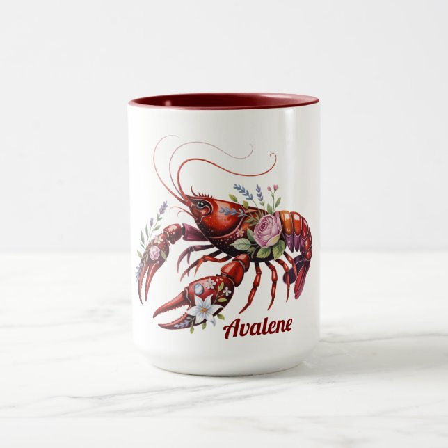 Taza Floral Lobster Crawfish Art (Centro)