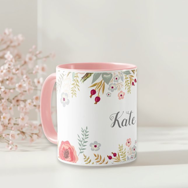 Taza Floral lúcida nombre personalizado dos café de ton (Subido por el creador)