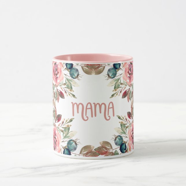 Taza Floral Mama Typography Design (Centro)