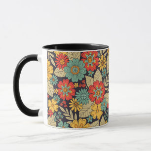 Taza Floral moderna brillante y colorida