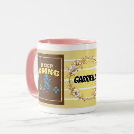 Taza floral motivacional personalizada 'Sigue adel